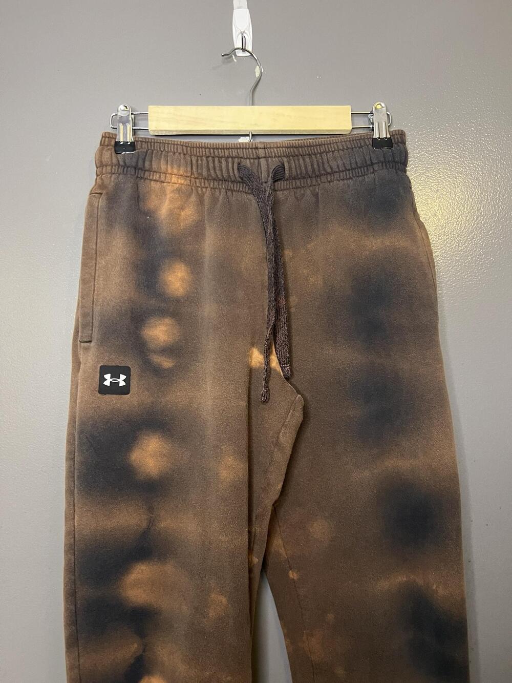 Under Armour Sweatpants Mens Medium Brown Tie Dye ColdGear Fleece Jogger Pants